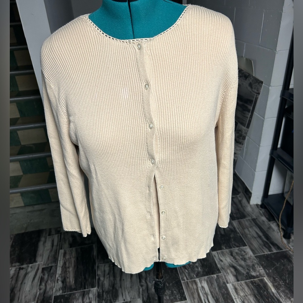 Liz Claiborne Cream Cardigan Sweater Set Womens size XL